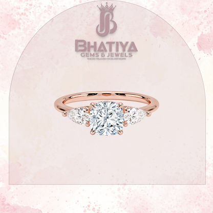 Royal Radiance Diamond Ring – 14K Yellow Gold Three Stone Diamond Ring For Men's and Woman