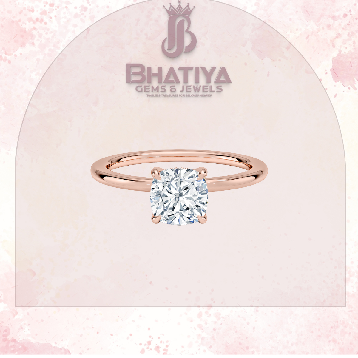 Classic Diamond Engagement Ring Minimalist Yellow Gold Setting Pure Love Solitaire Ring.