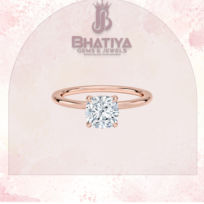 Classic Diamond Engagement Ring Minimalist Yellow Gold Setting Pure Love Solitaire Ring.