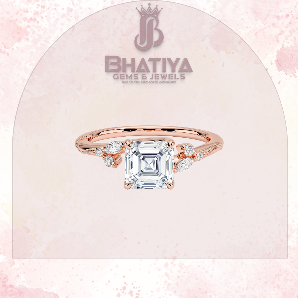 Vintage-Inspired Diamond Engagement Ring – 6-Prong Setting with Side Accents in Yellow Gold
