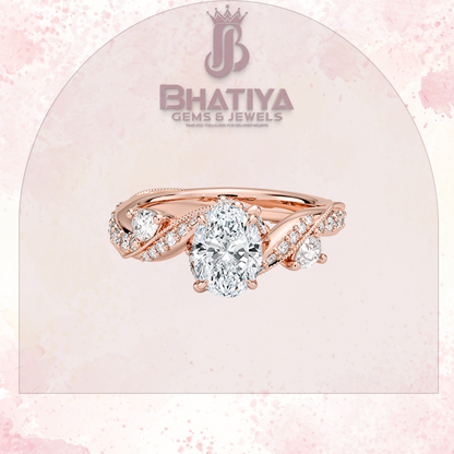 Royal Radiance Diamond Ring – 14K Gold Plated with Twisted Pave Band For Men's and Woman