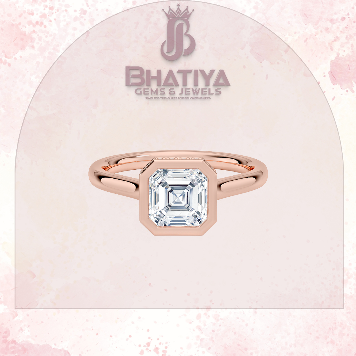 Radiant Elegance luxury Cut Diamond Ring in Yellow Gold Bezel Setting