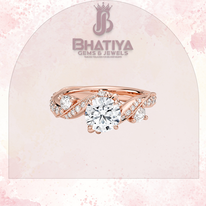 Royal Radiance Diamond Ring – 14K Gold Plated with Twisted Pave Band For Men's and Woman