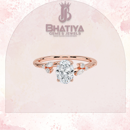 Vintage-Inspired Diamond Engagement Ring – 6-Prong Setting with Side Accents in Yellow Gold