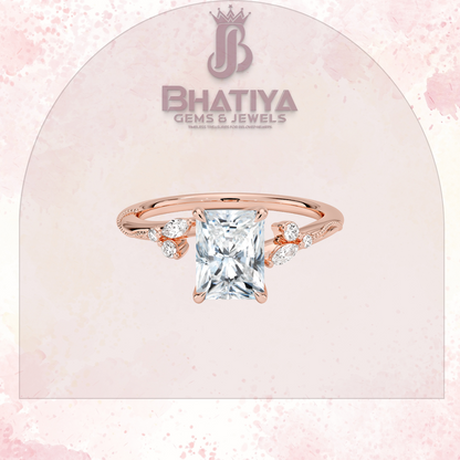 Vintage-Inspired Diamond Engagement Ring – 6-Prong Setting with Side Accents in Yellow Gold