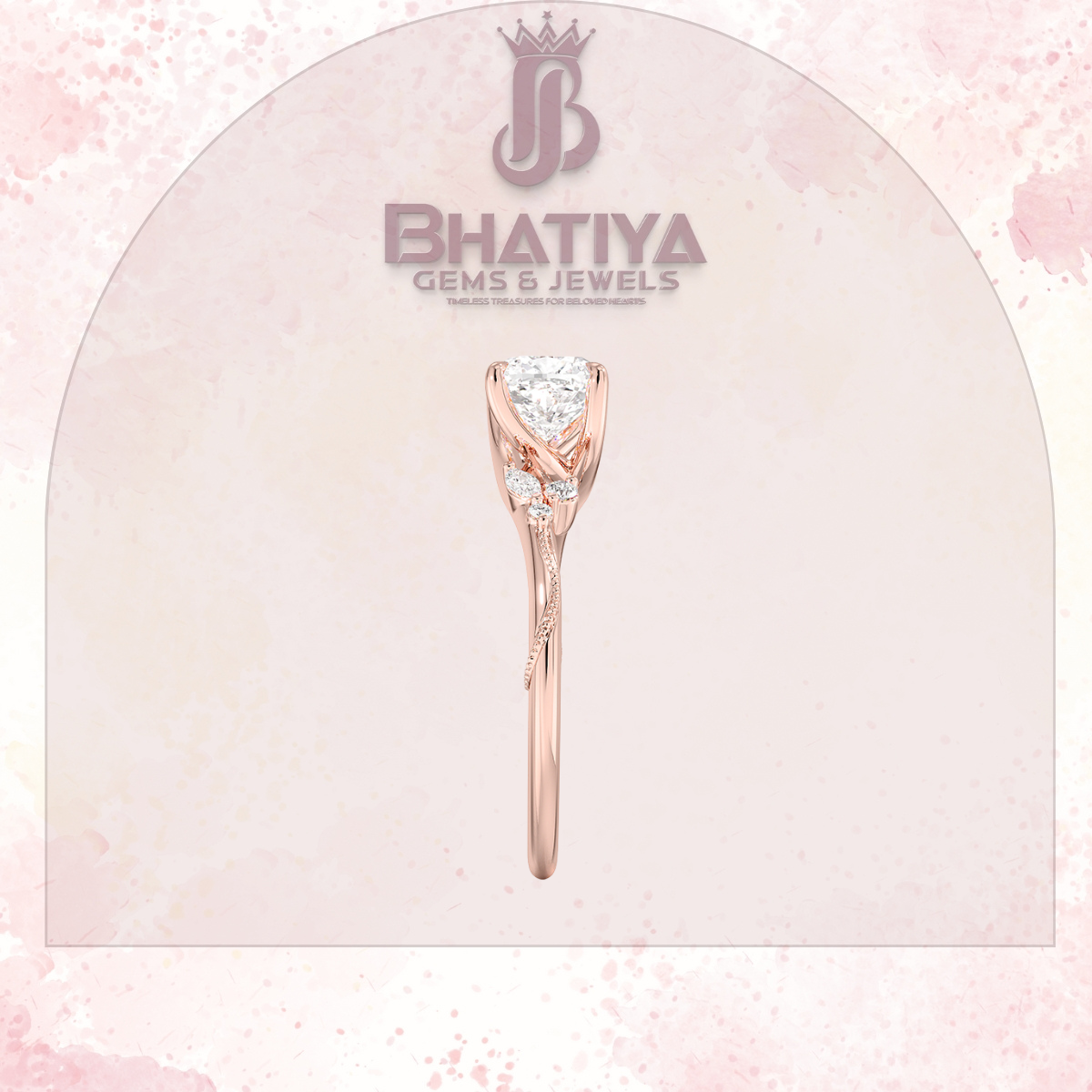 Vintage-Inspired Diamond Engagement Ring – 6-Prong Setting with Side Accents in Yellow Gold