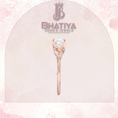 Vintage-Inspired Diamond Engagement Ring – 6-Prong Setting with Side Accents in Yellow Gold