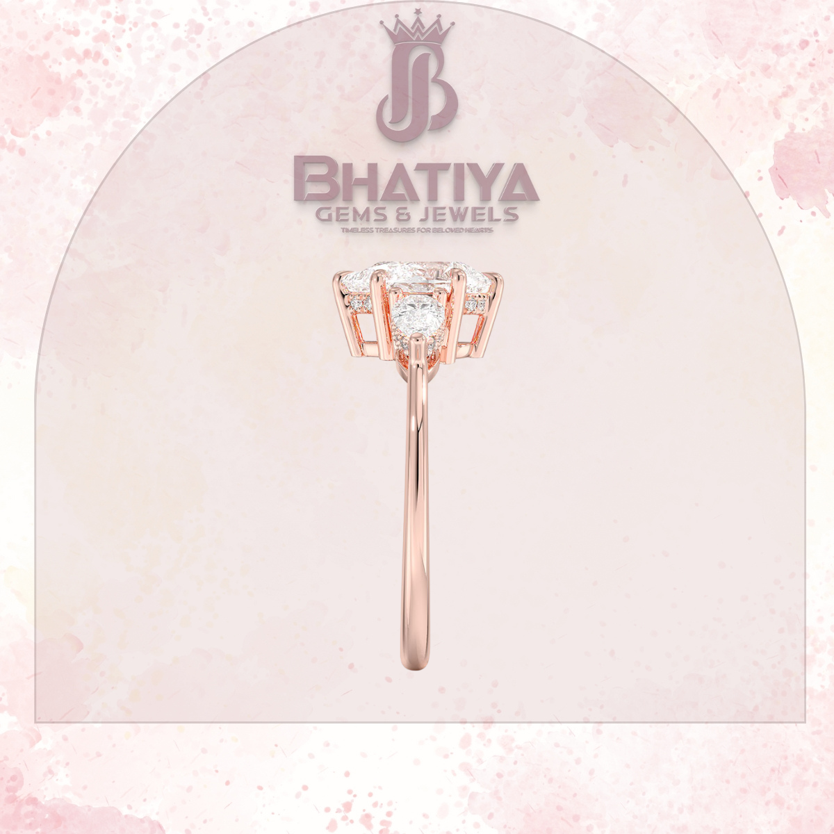 Elegant Diamond Engagement Ring – 14K Yellow Gold with Side Pear-Shaped Diamonds Luxury Fine Jewelry by Bhatiya Gems & Jewels