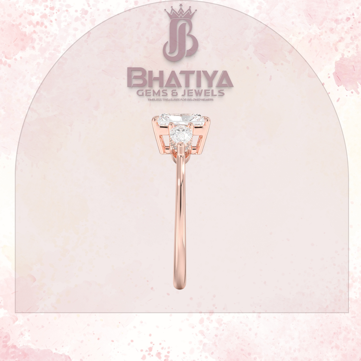 Elegant Diamond Engagement Ring – 14K Yellow Gold with Side Pear-Shaped Diamonds Luxury Fine Jewelry by Bhatiya Gems & Jewels