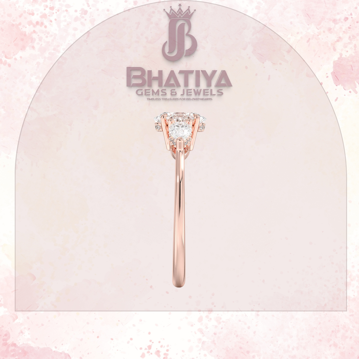 Elegant Diamond Engagement Ring – 14K Yellow Gold with Side Pear-Shaped Diamonds Luxury Fine Jewelry by Bhatiya Gems & Jewels