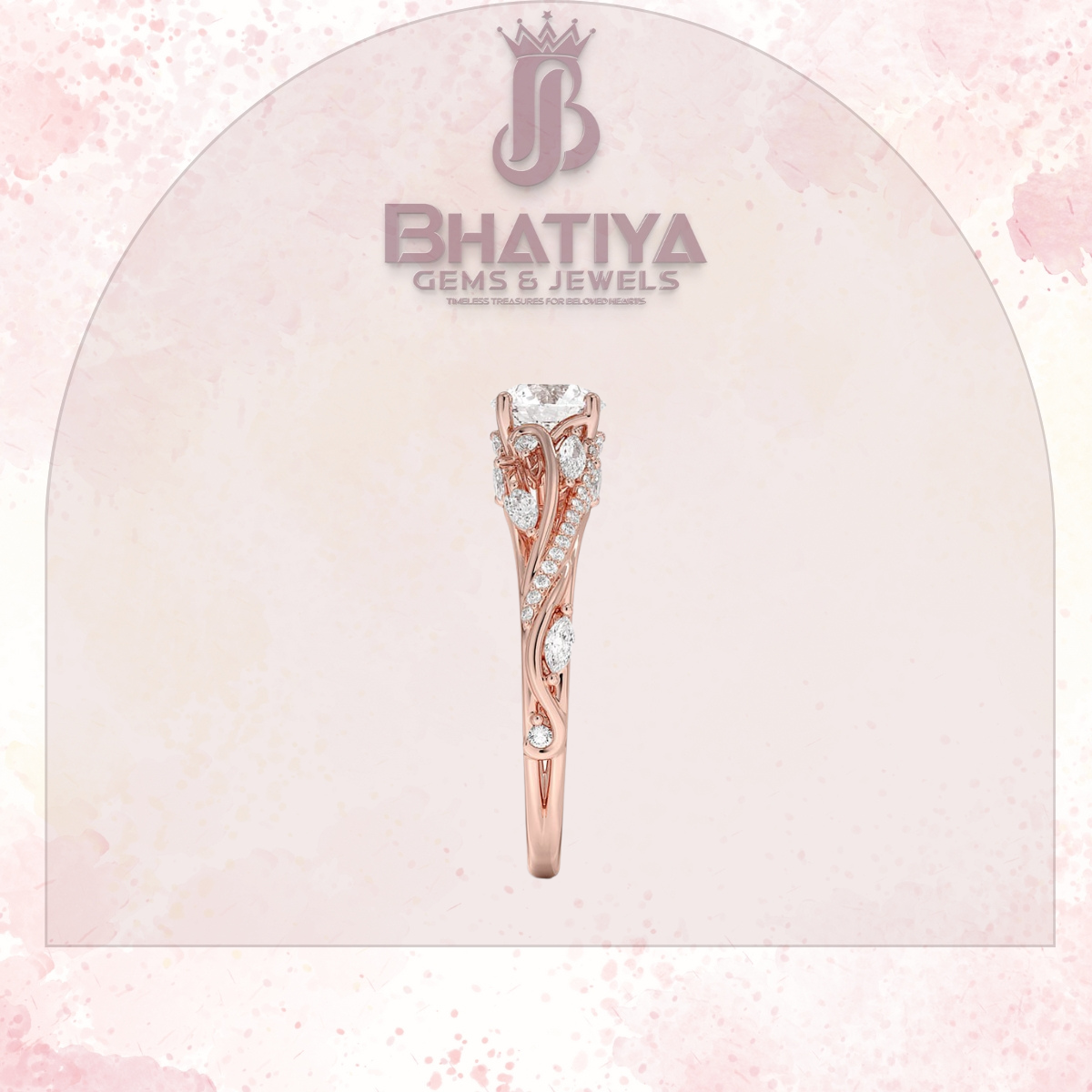 Begonia Vine Diamond Ring – Elegant Floral-Inspired Fine Jewelry Floral Touch of Luxury.