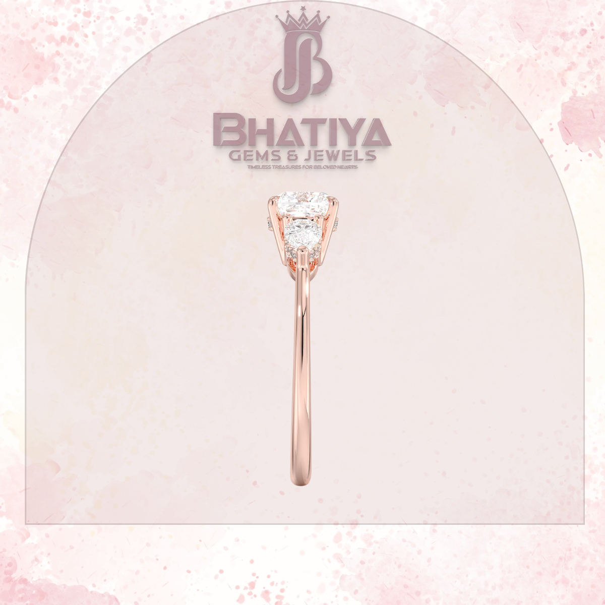 Elegant Diamond Engagement Ring – 14K Yellow Gold with Side Pear-Shaped Diamonds Luxury Fine Jewelry by Bhatiya Gems & Jewels