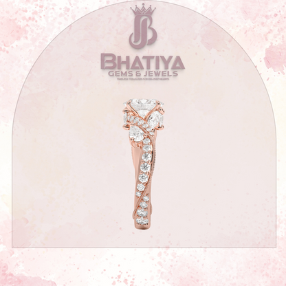 Royal Radiance Diamond Ring – 14K Gold Plated with Twisted Pave Band For Men's and Woman