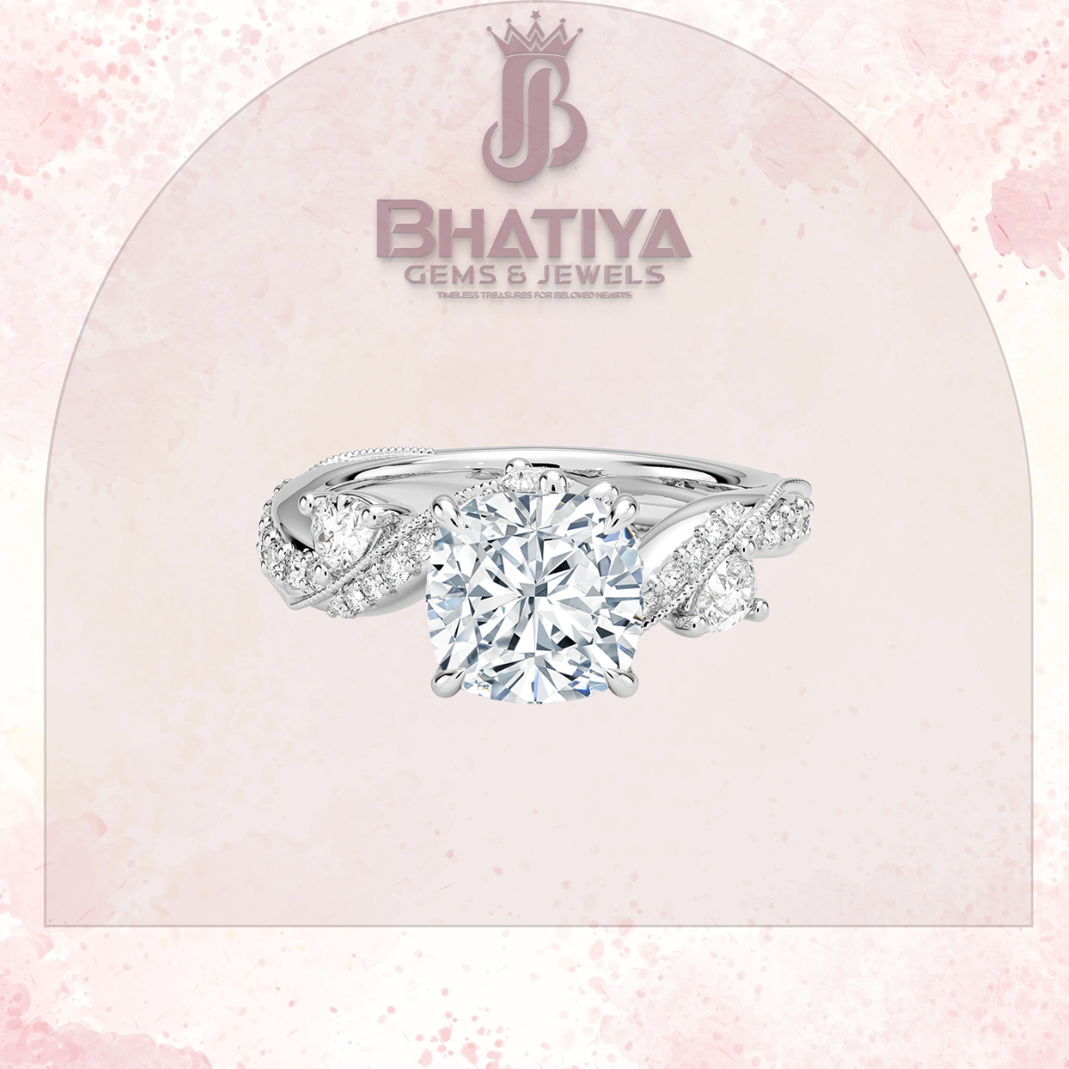 Royal Radiance Diamond Ring – 14K Gold Plated with Twisted Pave Band For Men's and Woman