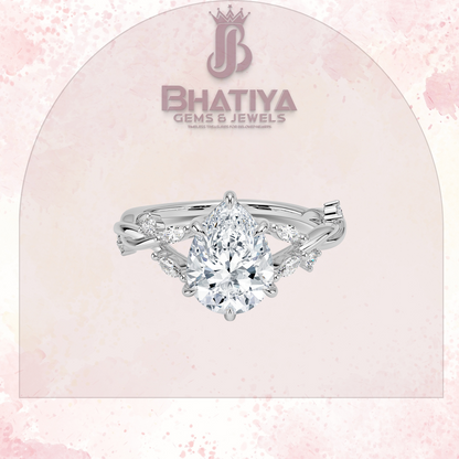 Engagement Ring in 14K Gold with Twisted Vine Band & Marquise Accents