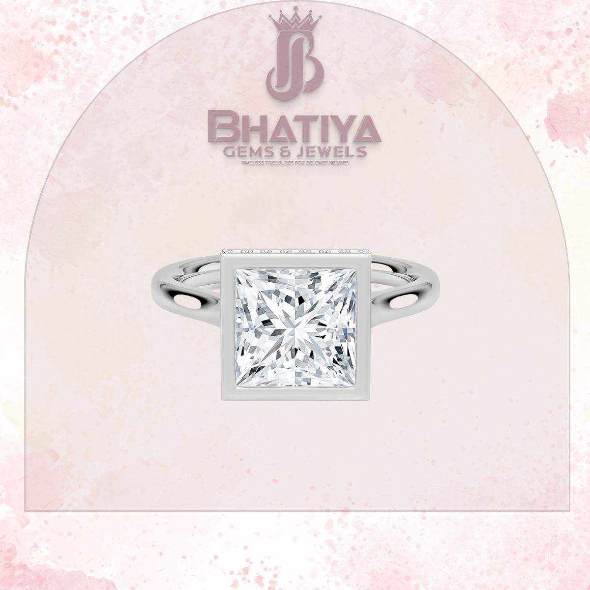Radiant Elegance luxury Cut Diamond Ring in Yellow Gold Bezel Setting
