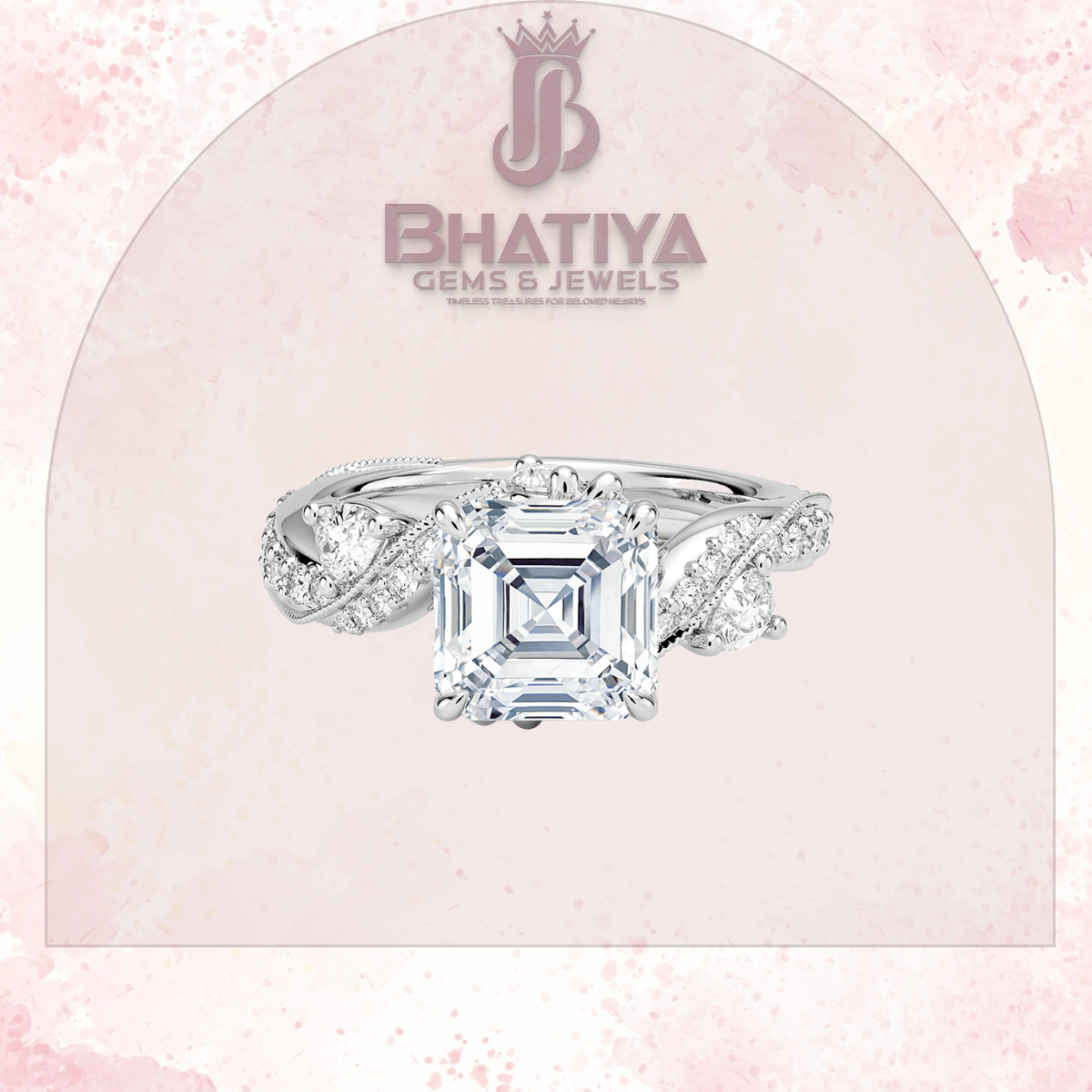 Royal Radiance Diamond Ring – 14K Gold Plated with Twisted Pave Band For Men's and Woman