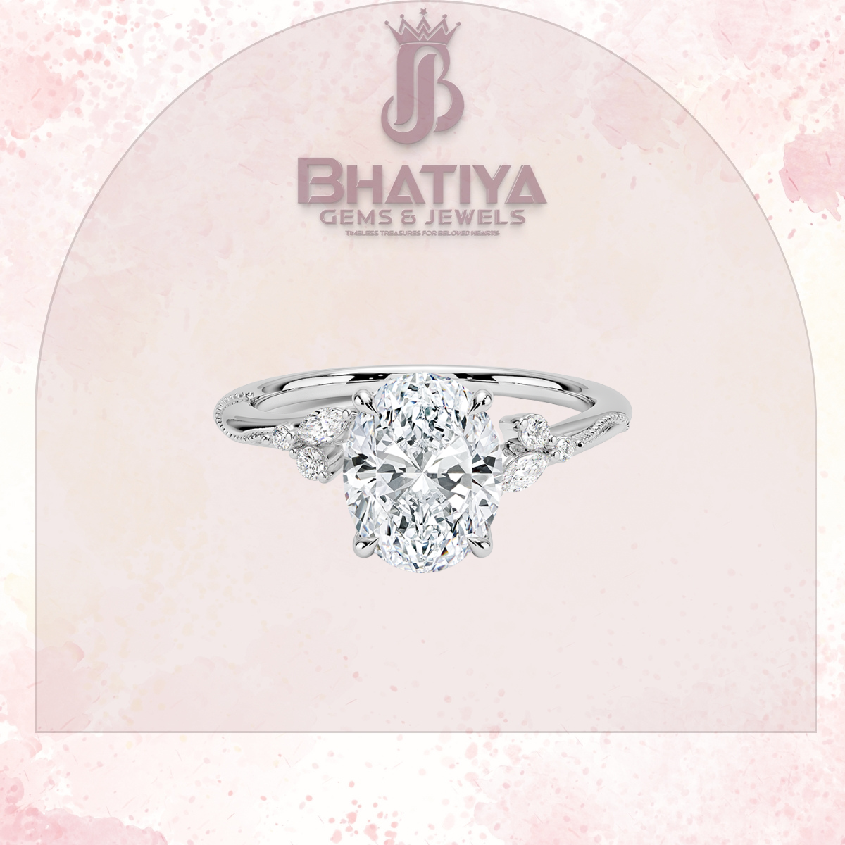 Vintage-Inspired Diamond Engagement Ring – 6-Prong Setting with Side Accents in Yellow Gold