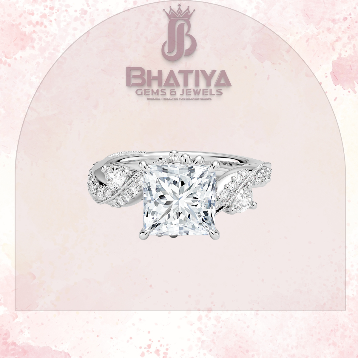 Royal Radiance Diamond Ring – 14K Gold Plated with Twisted Pave Band For Men's and Woman