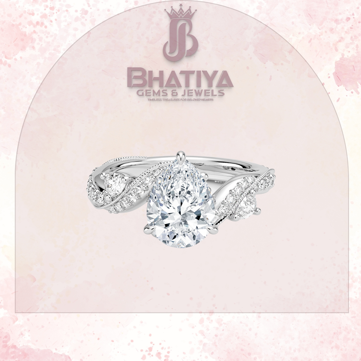 Royal Radiance Diamond Ring – 14K Gold Plated with Twisted Pave Band For Men's and Woman