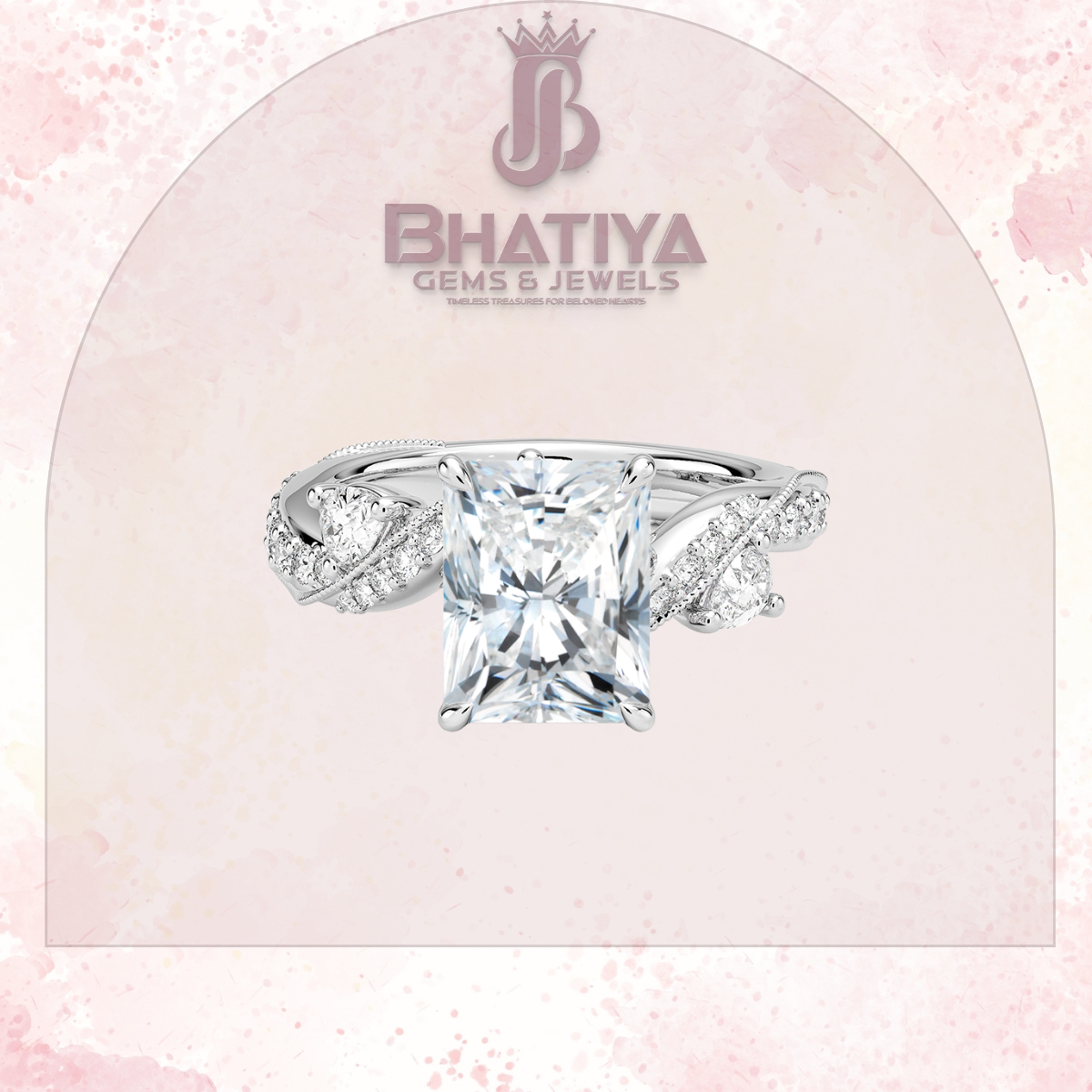 Royal Radiance Diamond Ring – 14K Gold Plated with Twisted Pave Band For Men's and Woman