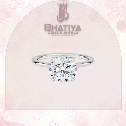 Classic Diamond Engagement Ring Minimalist Yellow Gold Setting Pure Love Solitaire Ring.