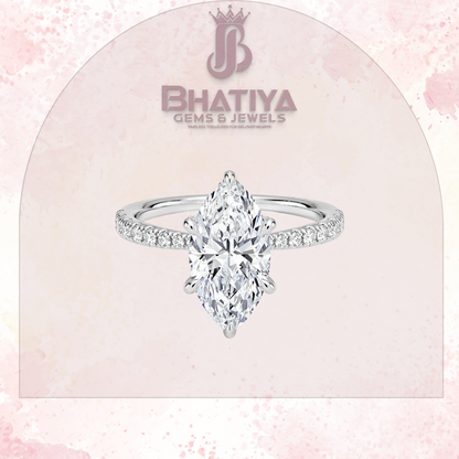 Round Brilliant Moissanite Diamond Solitaire Engagement Ring in 18K Yellow Gold Pave Band Sparkle