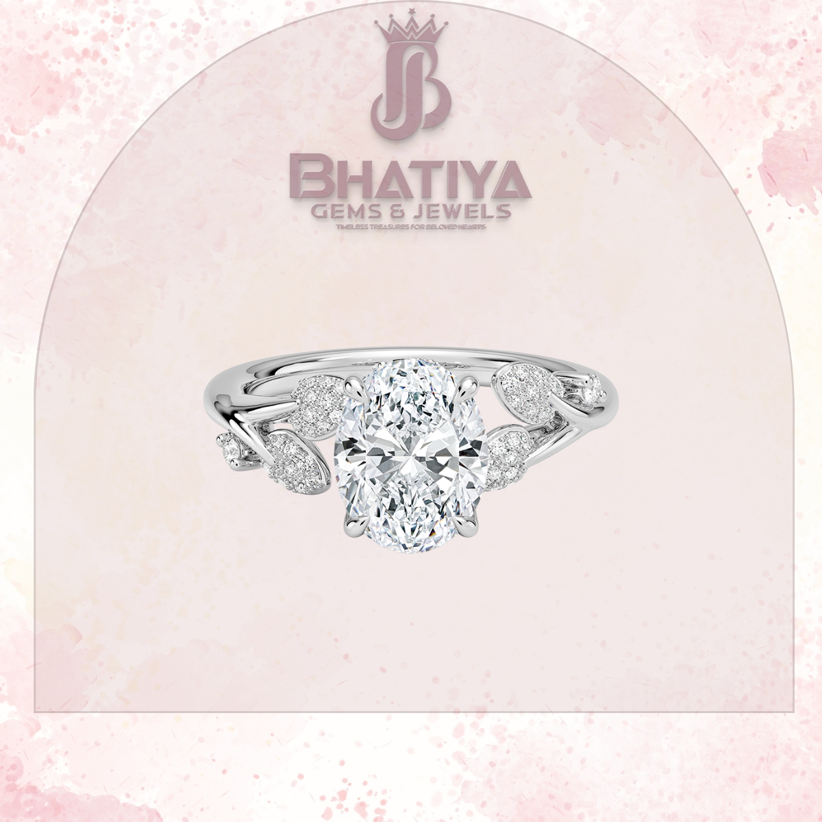 Timeless Elegance Solitaire Ring with Diamond Leaf Accents 14K Gold