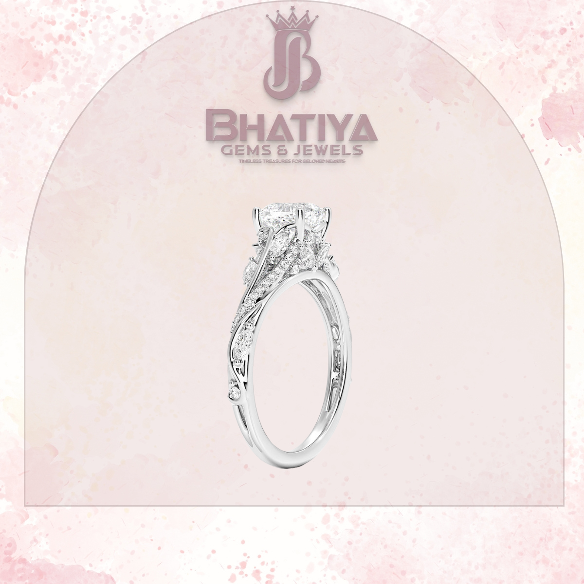 Begonia Vine Diamond Ring – Elegant Floral-Inspired Fine Jewelry Floral Touch of Luxury.
