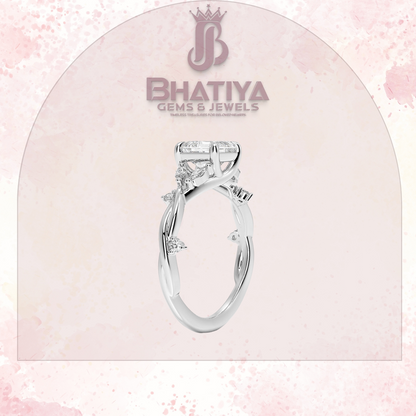 Engagement Ring in 14K Gold with Twisted Vine Band & Marquise Accents