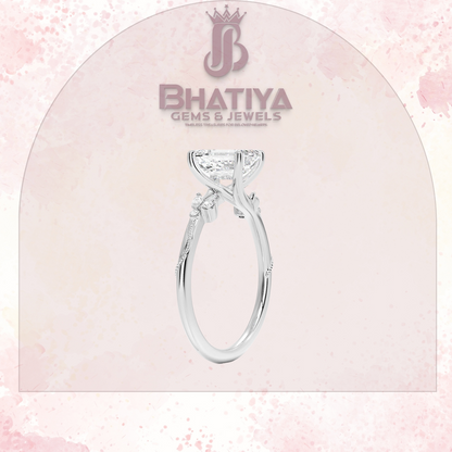Vintage-Inspired Diamond Engagement Ring – 6-Prong Setting with Side Accents in Yellow Gold