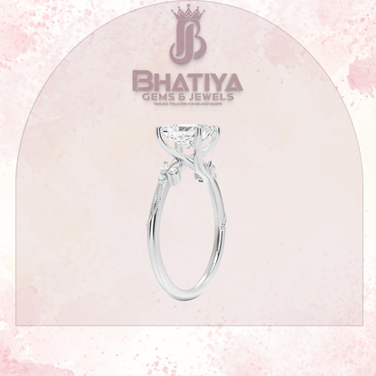 Vintage-Inspired Diamond Engagement Ring – 6-Prong Setting with Side Accents in Yellow Gold