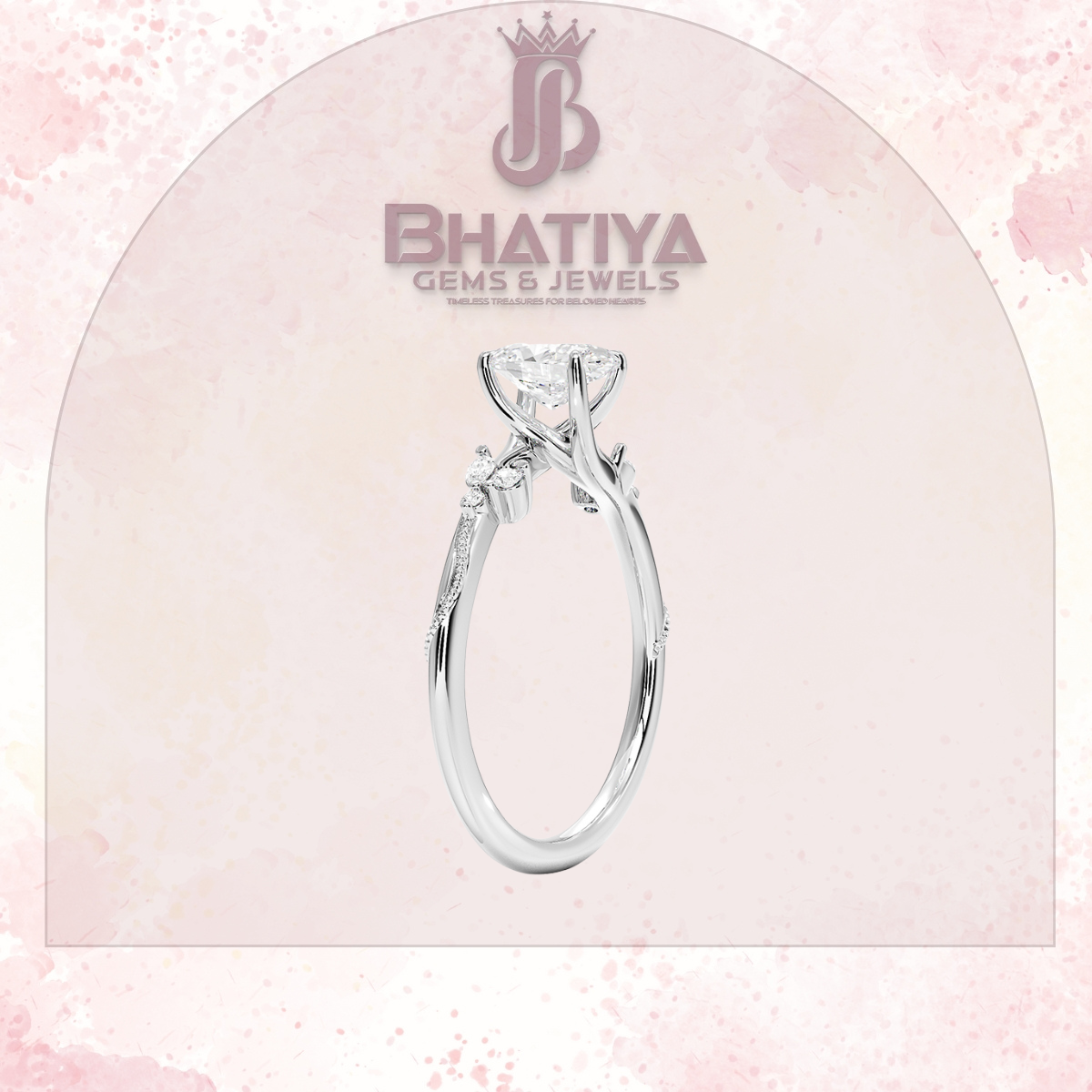 Vintage-Inspired Diamond Engagement Ring – 6-Prong Setting with Side Accents in Yellow Gold