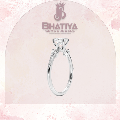 Vintage-Inspired Diamond Engagement Ring – 6-Prong Setting with Side Accents in Yellow Gold