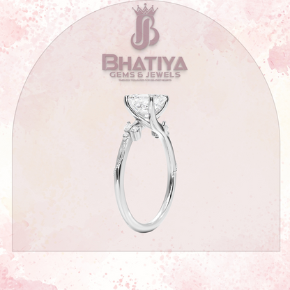 Vintage-Inspired Diamond Engagement Ring – 6-Prong Setting with Side Accents in Yellow Gold