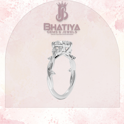 Engagement Ring in 14K Gold with Twisted Vine Band & Marquise Accents