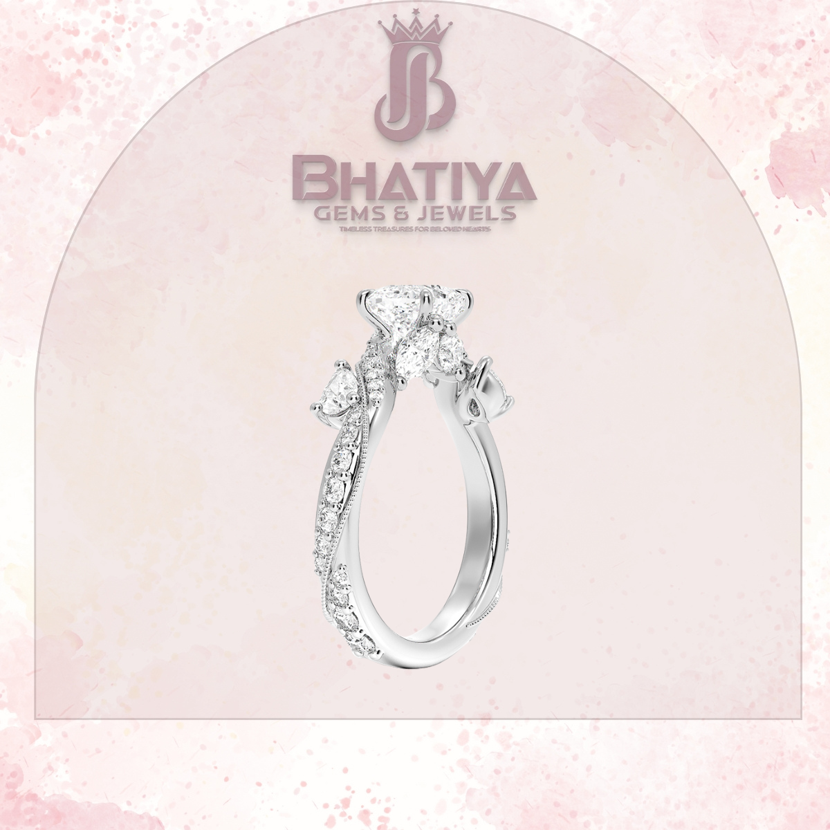 Royal Radiance Diamond Ring – 14K Gold Plated with Twisted Pave Band For Men's and Woman