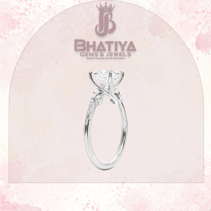 Vintage-Inspired Diamond Engagement Ring – 6-Prong Setting with Side Accents in Yellow Gold