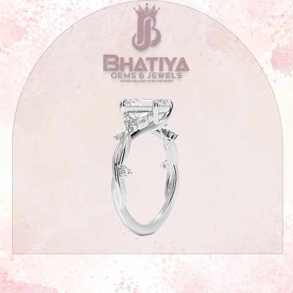 Engagement Ring in 14K Gold with Twisted Vine Band & Marquise Accents