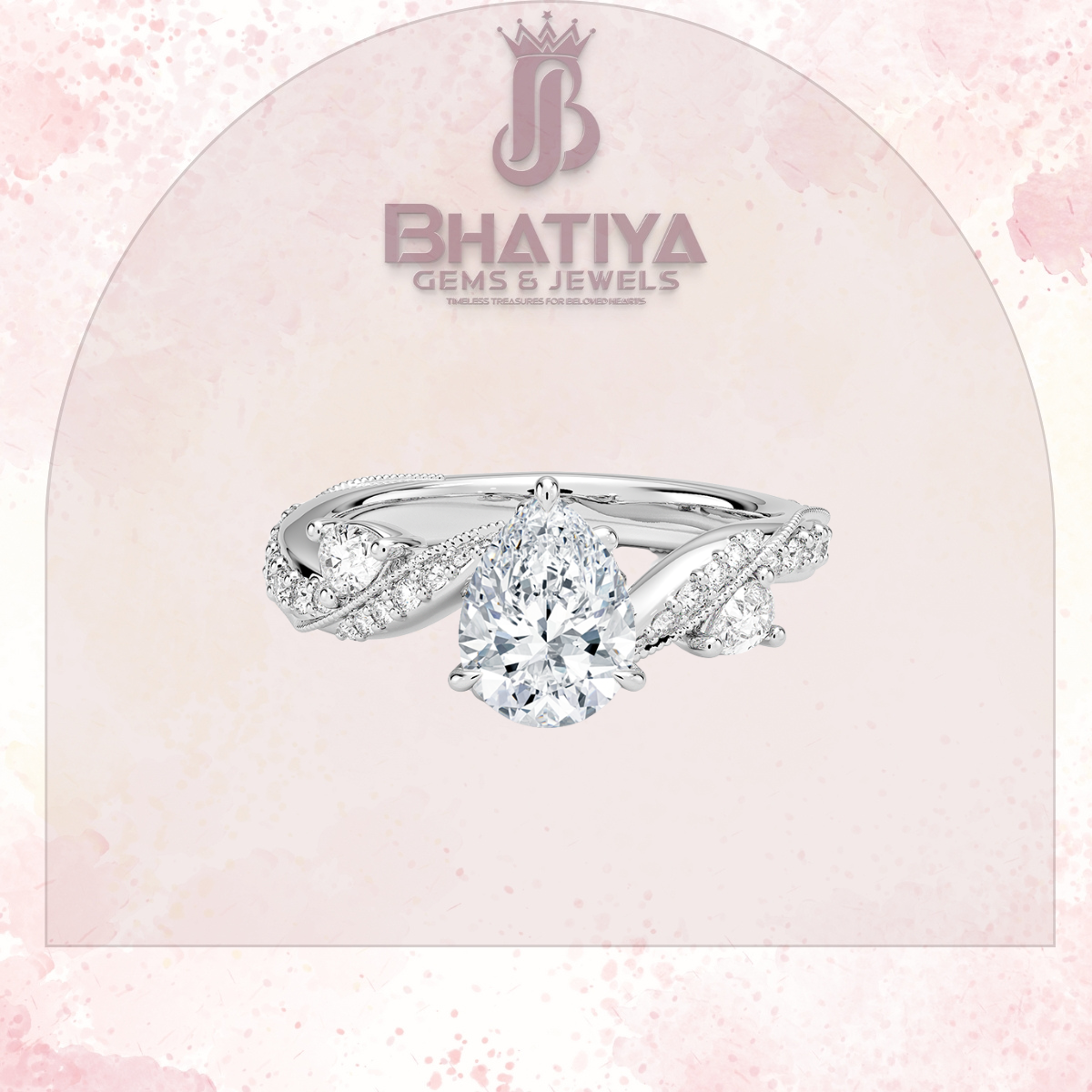 Royal Radiance Diamond Ring – 14K Gold Plated with Twisted Pave Band For Men's and Woman