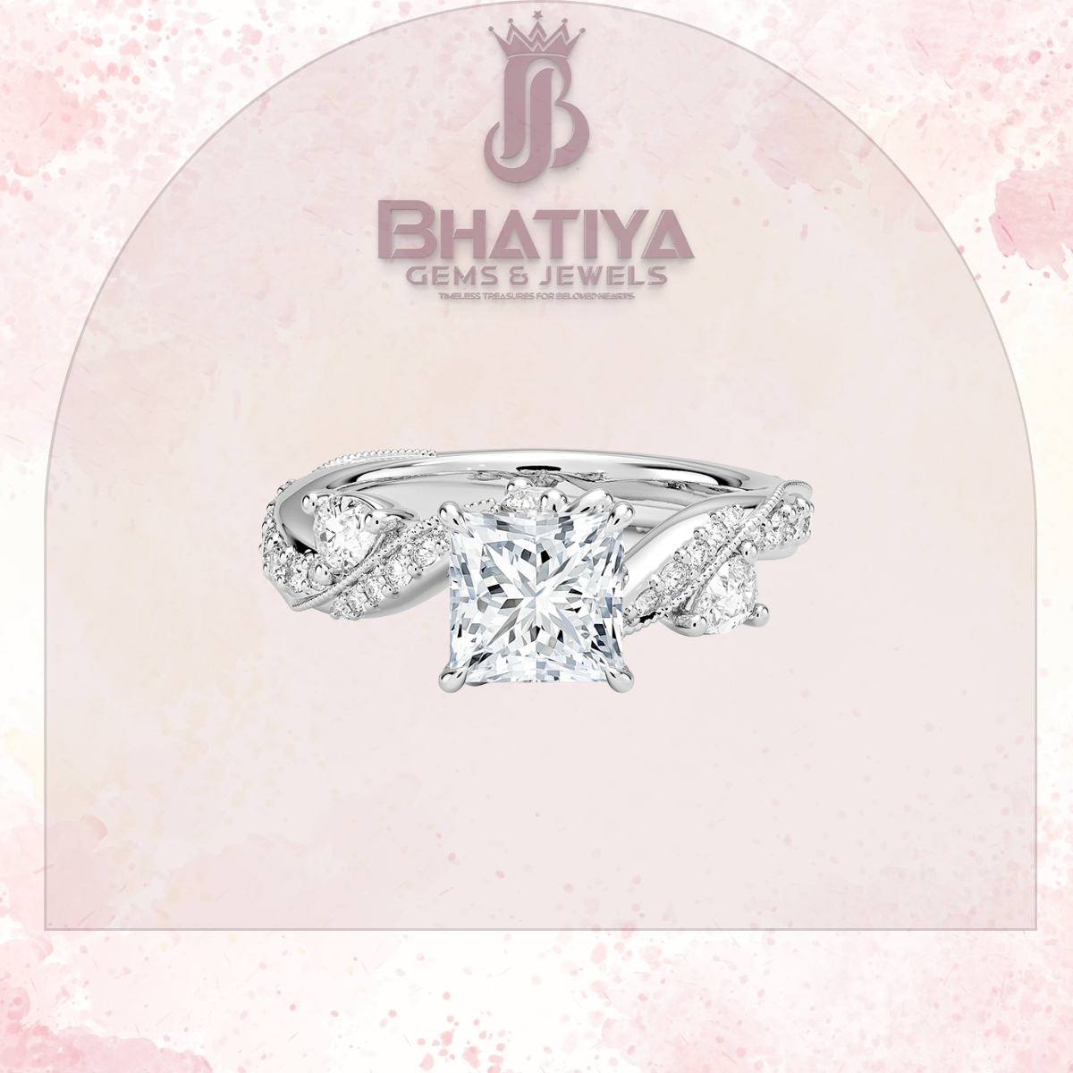 Royal Radiance Diamond Ring – 14K Gold Plated with Twisted Pave Band For Men's and Woman