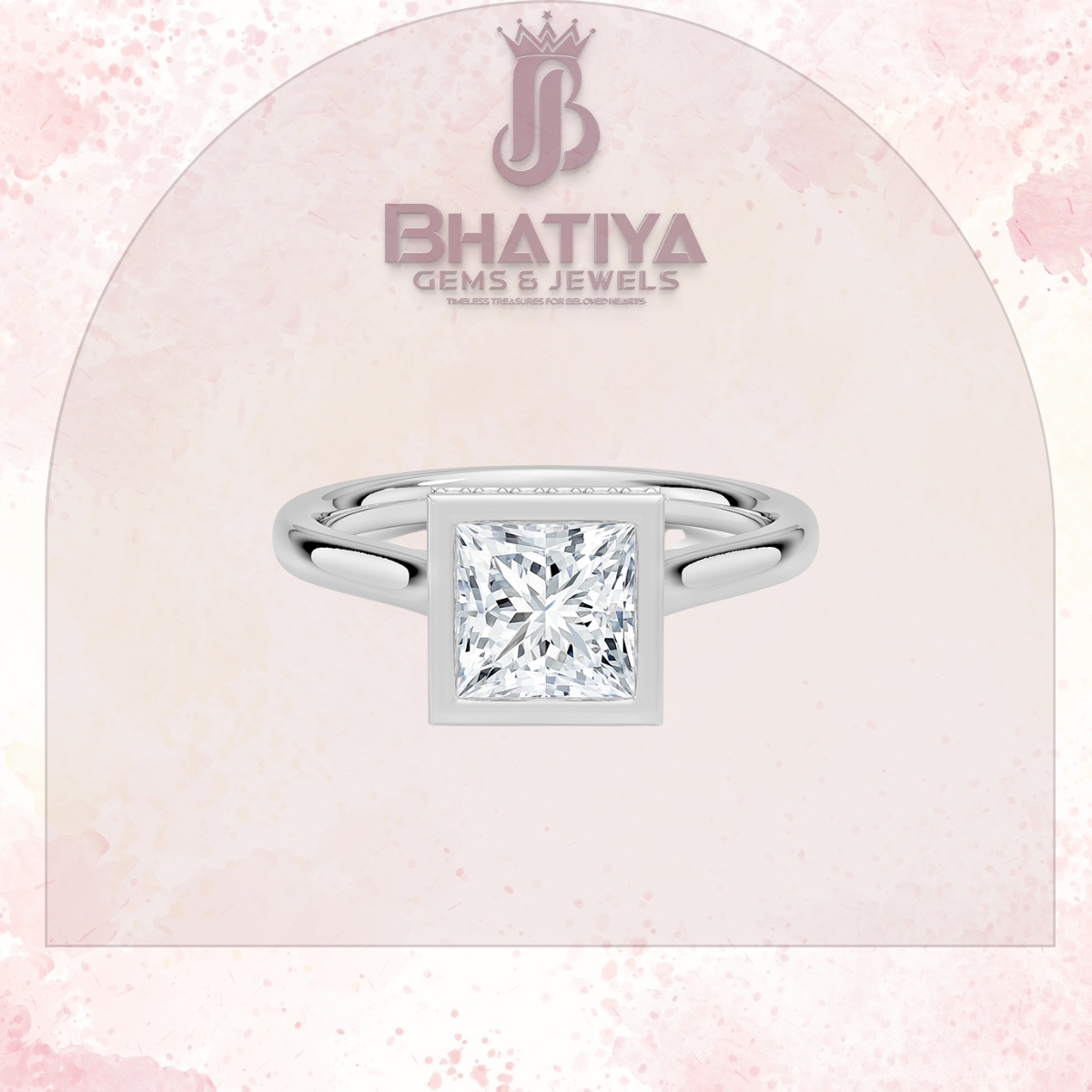 Radiant Elegance luxury Cut Diamond Ring in Yellow Gold Bezel Setting