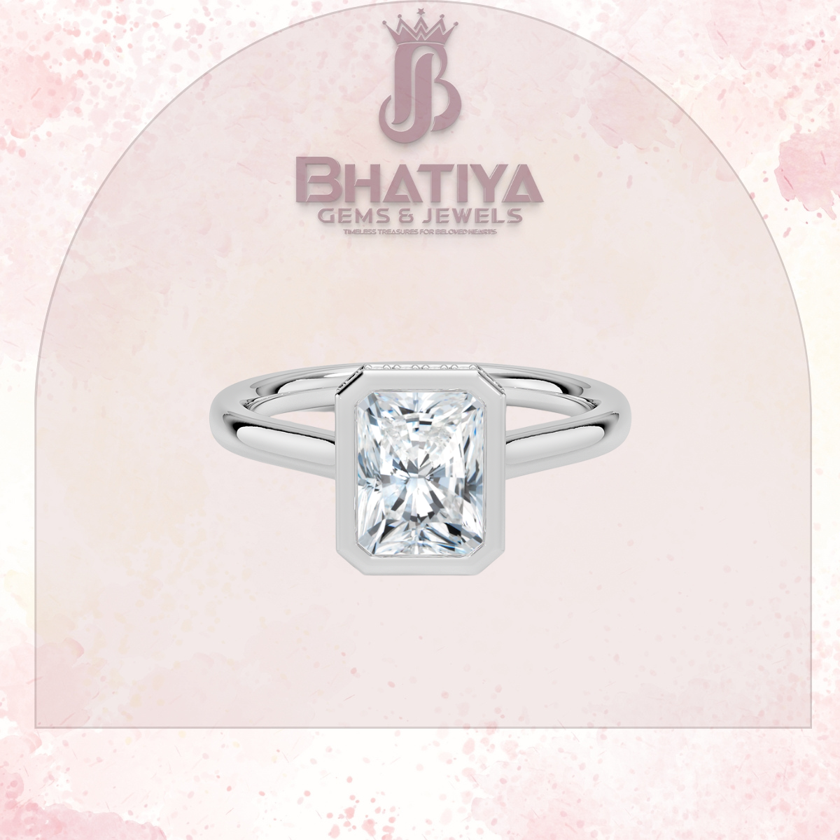 Radiant Elegance luxury Cut Diamond Ring in Yellow Gold Bezel Setting