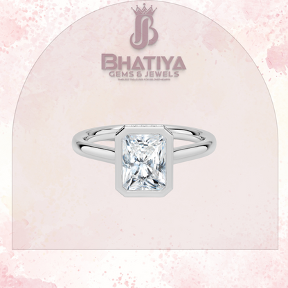 Radiant Elegance luxury Cut Diamond Ring in Yellow Gold Bezel Setting