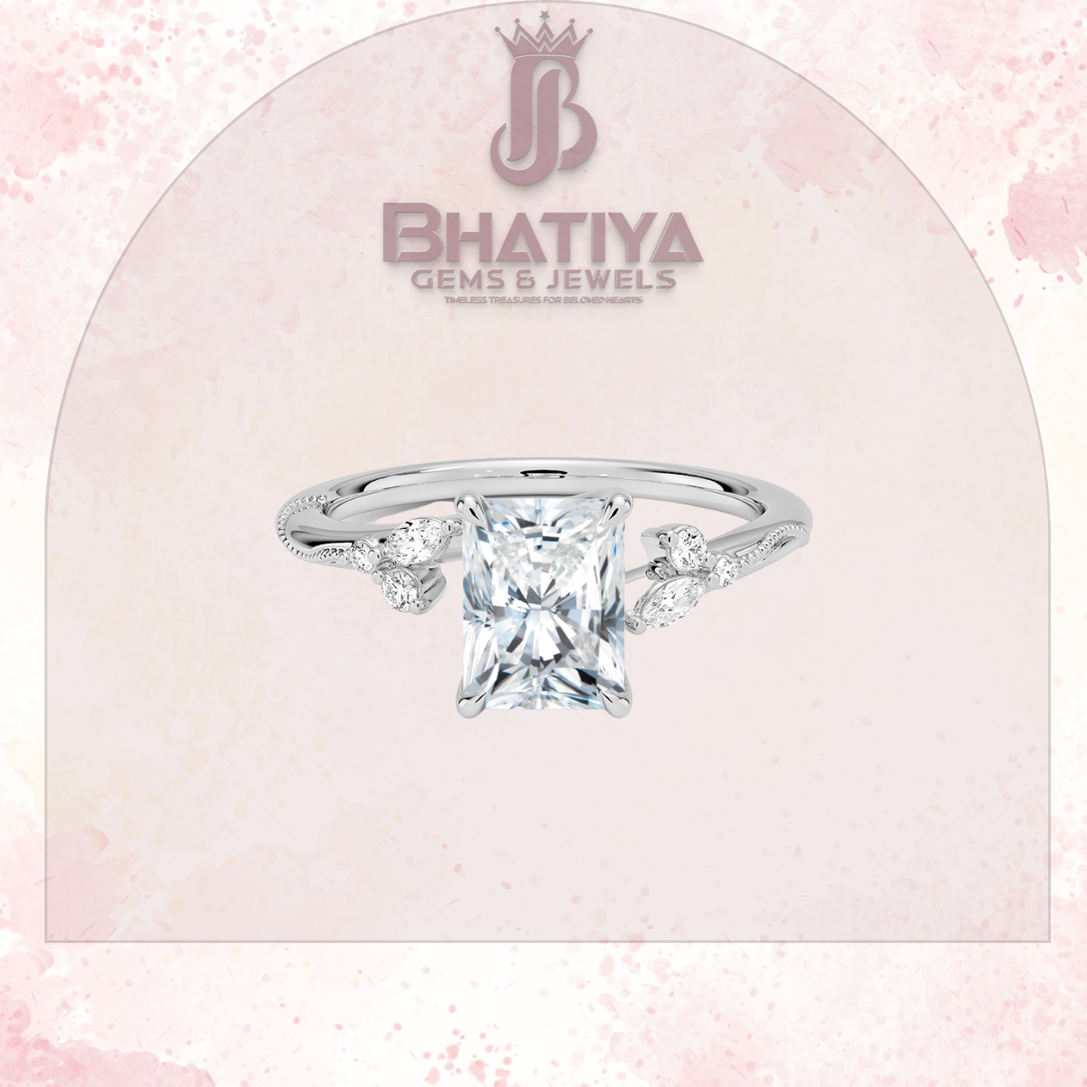 Vintage-Inspired Diamond Engagement Ring – 6-Prong Setting with Side Accents in Yellow Gold
