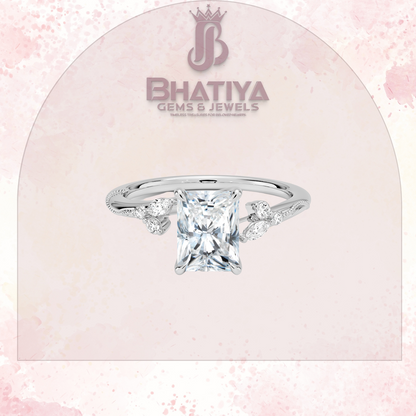 Vintage-Inspired Diamond Engagement Ring – 6-Prong Setting with Side Accents in Yellow Gold