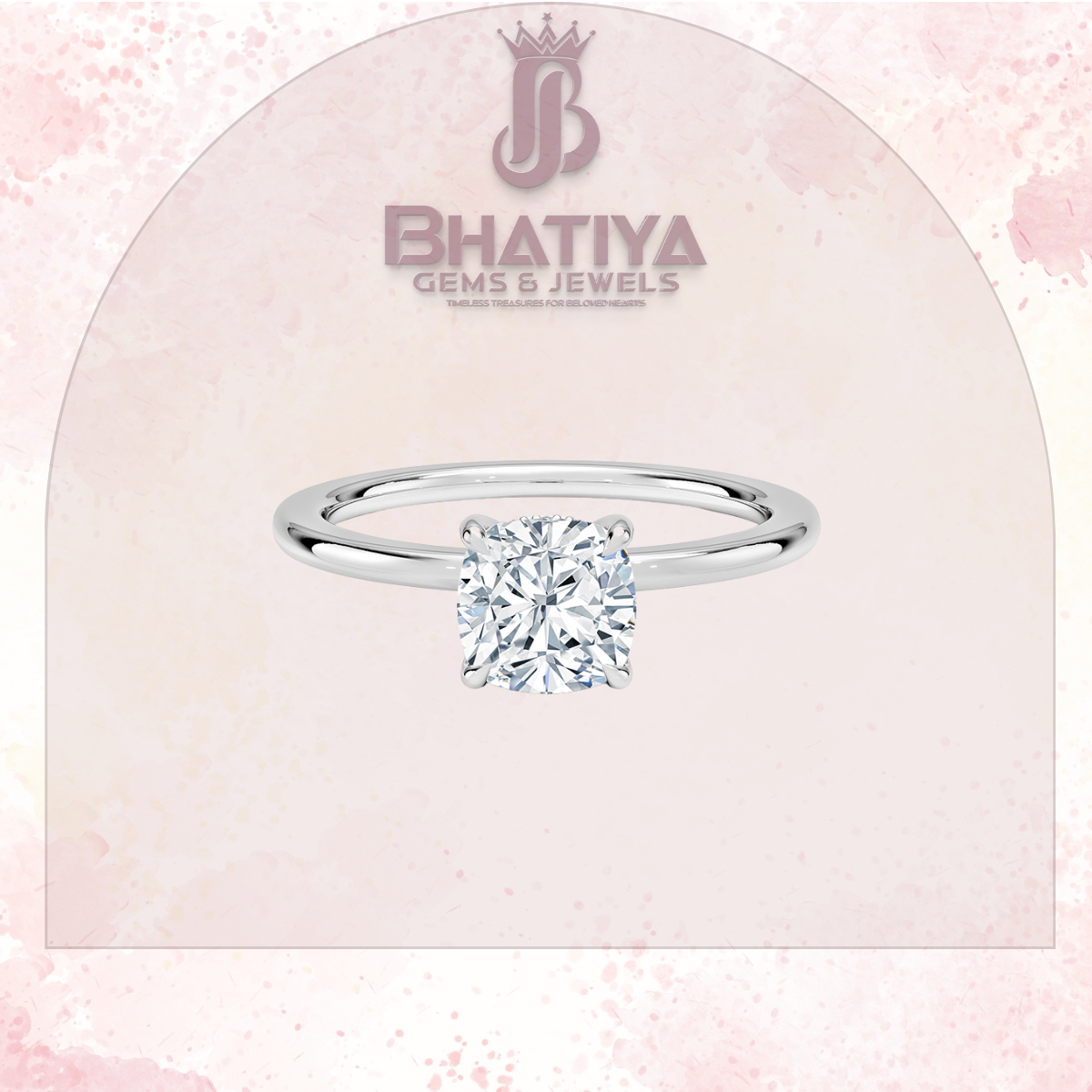 Classic Diamond Engagement Ring Minimalist Yellow Gold Setting Pure Love Solitaire Ring.