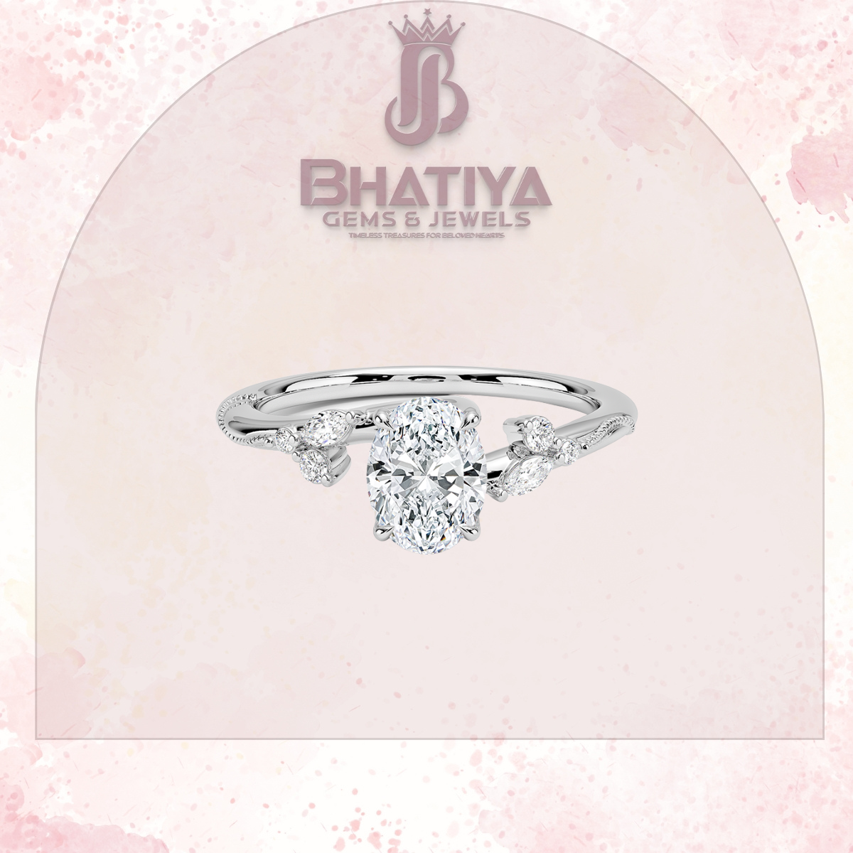 Vintage-Inspired Diamond Engagement Ring – 6-Prong Setting with Side Accents in Yellow Gold