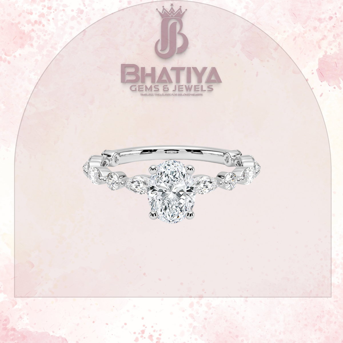 Luxury Diamond Engagement Ring – 14K Yellow Gold with Diamond Cluster Band Solitaire with Sparkling Accents