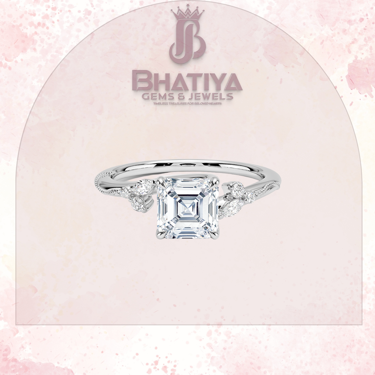 Vintage-Inspired Diamond Engagement Ring – 6-Prong Setting with Side Accents in Yellow Gold